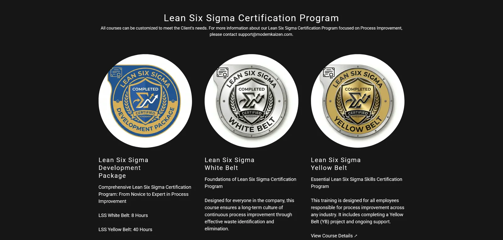 Modern Kaizen — Certification programmes