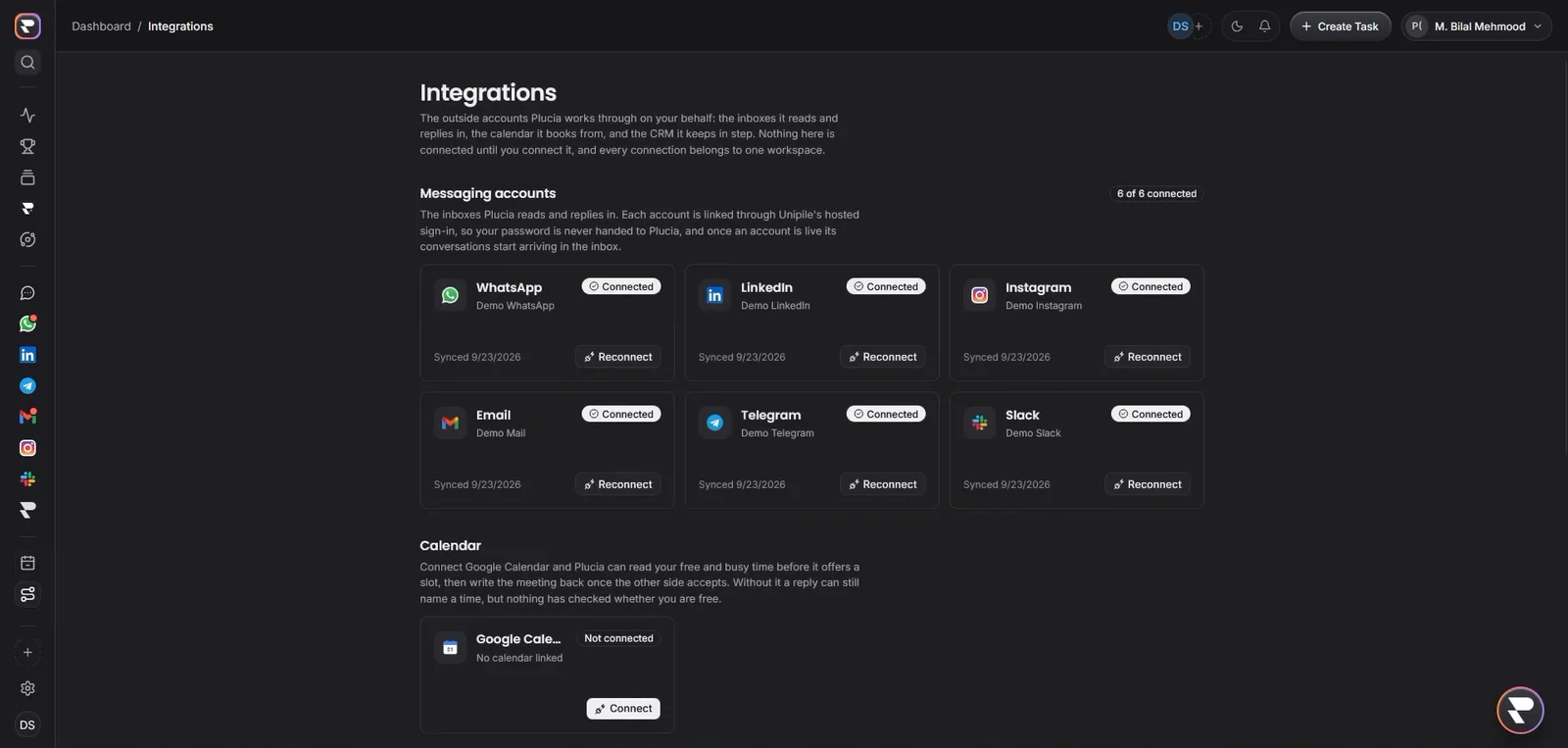 Plucia — Integrations